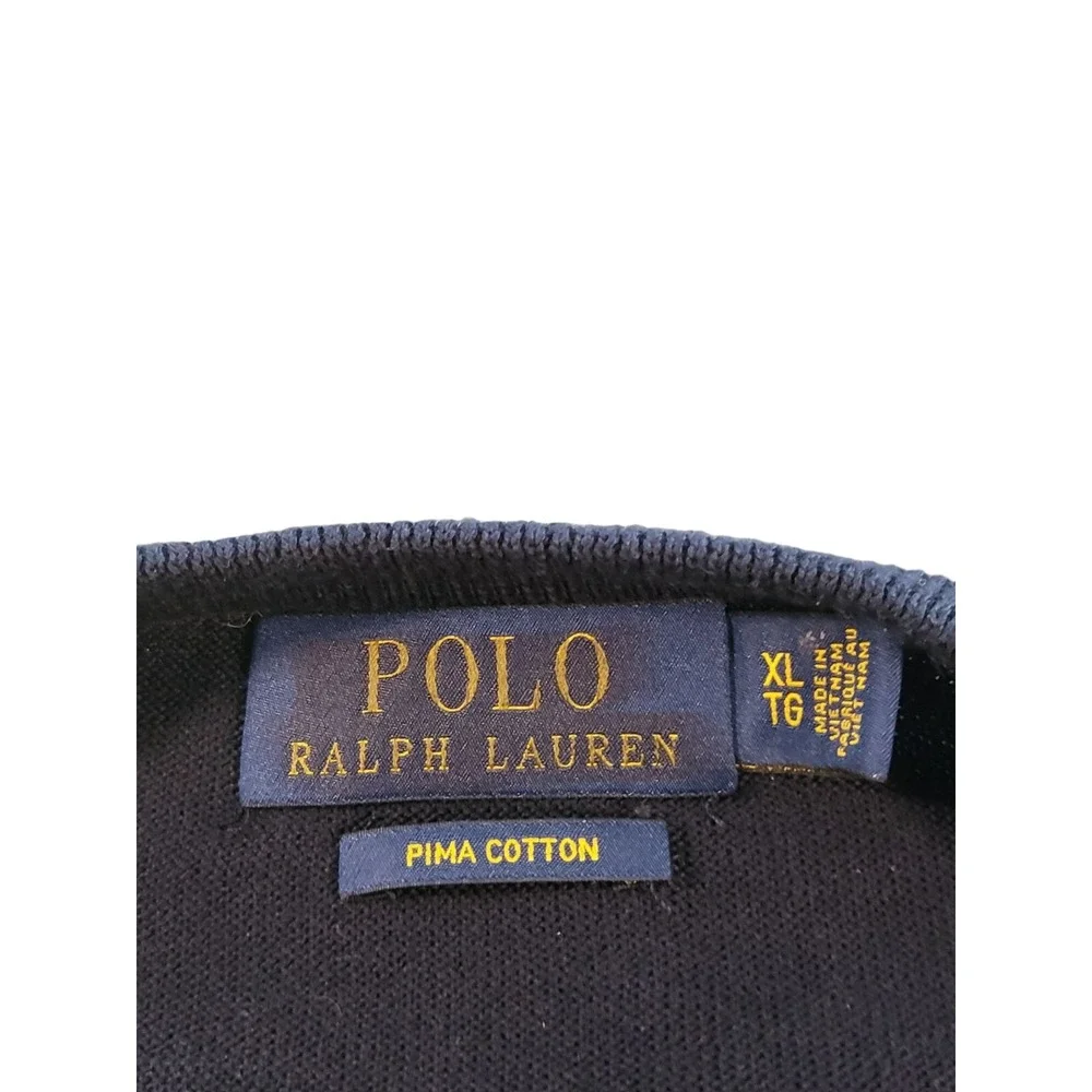 Polo Ralph Lauren Pima Cotton Sweater Mens XL V Neck Blue Soft Workwear Knit Top